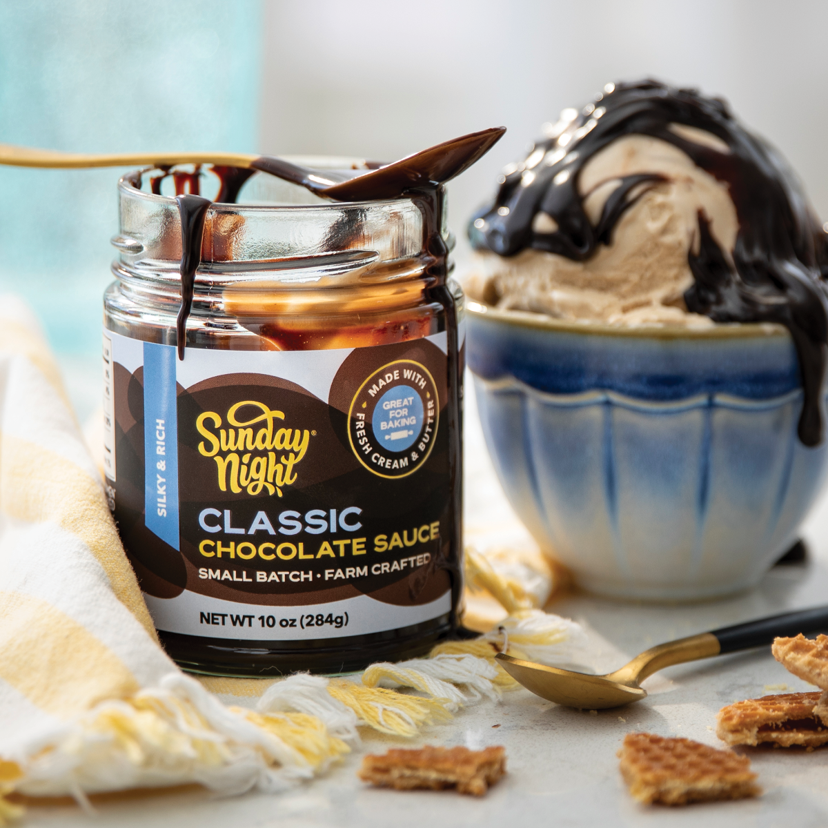 Sunday Night Classic Chocolate Sauce is silky, rich and great on ice cream.