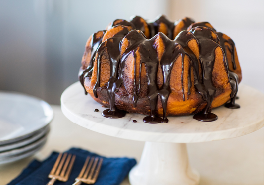 Sunday Night® Marble Cake - From Scratch with Sunday Night® Dark + Decadent Chocolate Premium Dessert Sauce