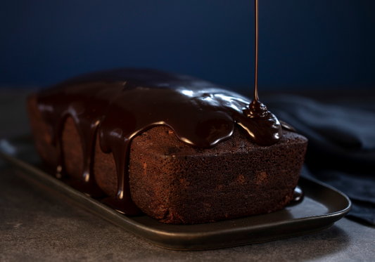 Sunday Night® Intense Chocolate Loaf Cake with Sunday Night® Dark + Decadent Chocolate Premium Dessert Sauce