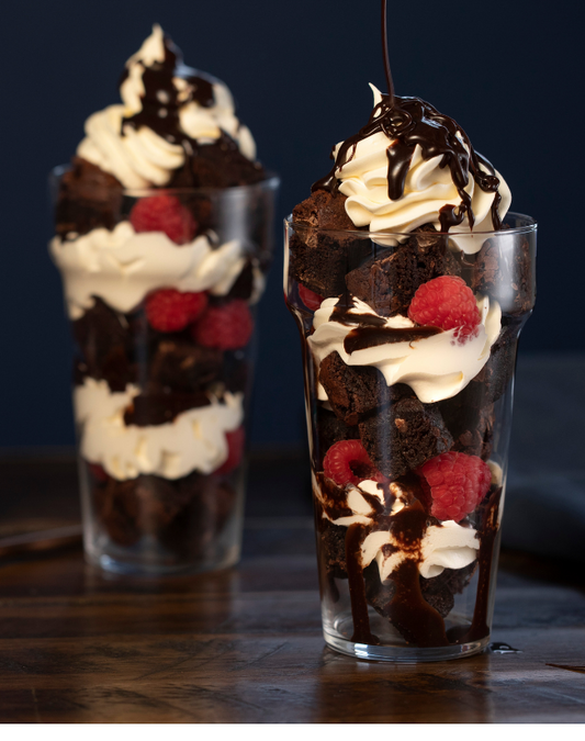 Sunday Night® Brownie Parfaits with Sunday Night® Sweet + Rich Chocolate Premium Dessert Sauce