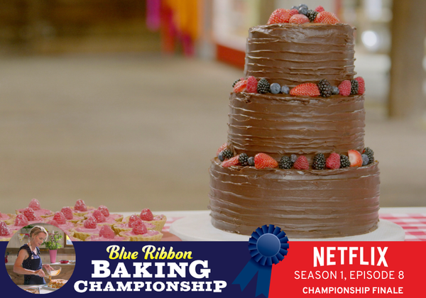 3-TIERED CHOCOLATE STRAWBERRY CAKE WITH MOCHA MOUSSE, KITKAT BARS, & HONEY MASCARPONE CREAM FILLING from Blue Ribbon Baking Championship on Netflix 