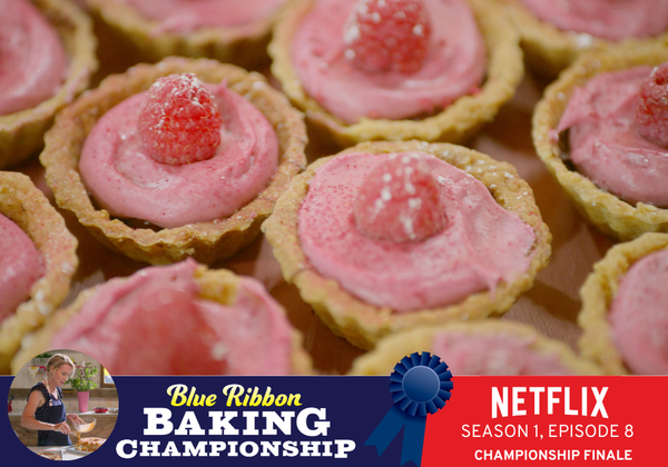 RASPBERRY MOUSSE MINI TARTS WITH ROSEMARY SHORTBREAD CRUST from Blue Ribbon Baking Championship on Netflix