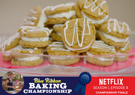MOM’S BLUE RIBBON GINGERSNAP SANDWICH COOKIES WITH CANDIED GINGER CREAM CHEESE FILLING  from Blue Ribbon Baking Championship on Netflix