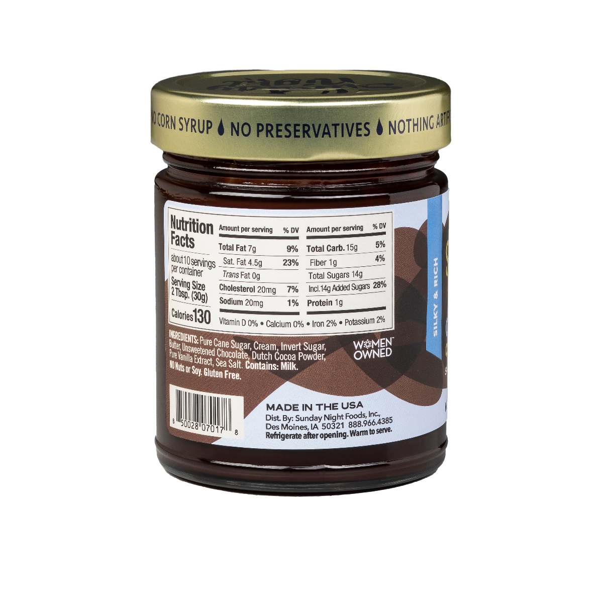 Sunday Night Bittersweet Chocolate Sauce Side View: Nutrition Facts