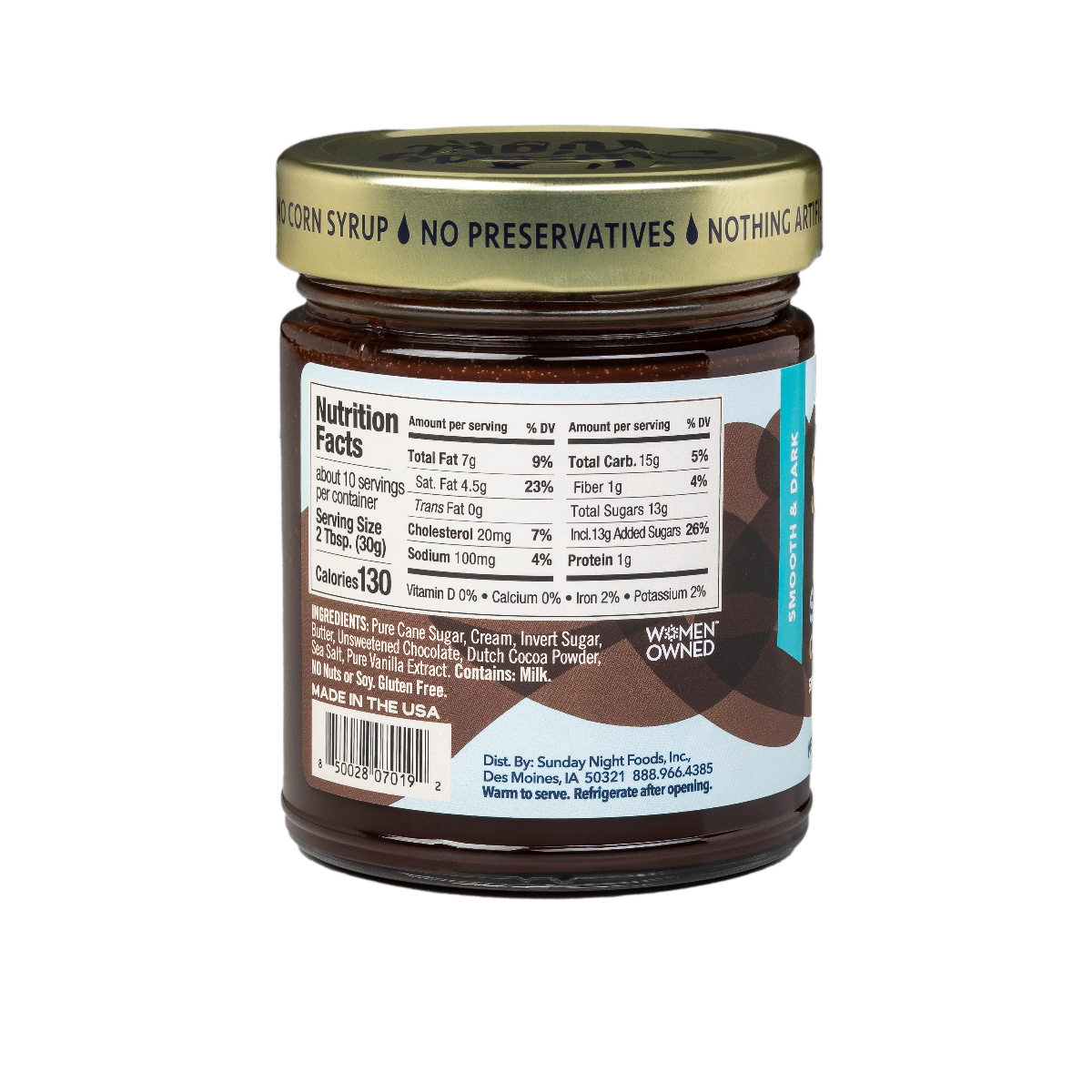 Sunday Night Bittersweet Chocolate Sauce Side View: Nutrition Facts