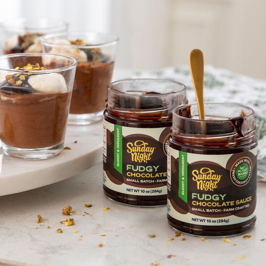 Sunday Night's Fudgy Chocolate Sauce is perfect for vegans or those lactose intolerant– now in a 2 pack!
