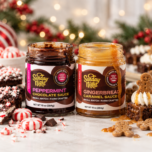 PEPPERMINT CHOCOLATE & GINGERBREAD CARAMEL SAUCE (2-PACK)