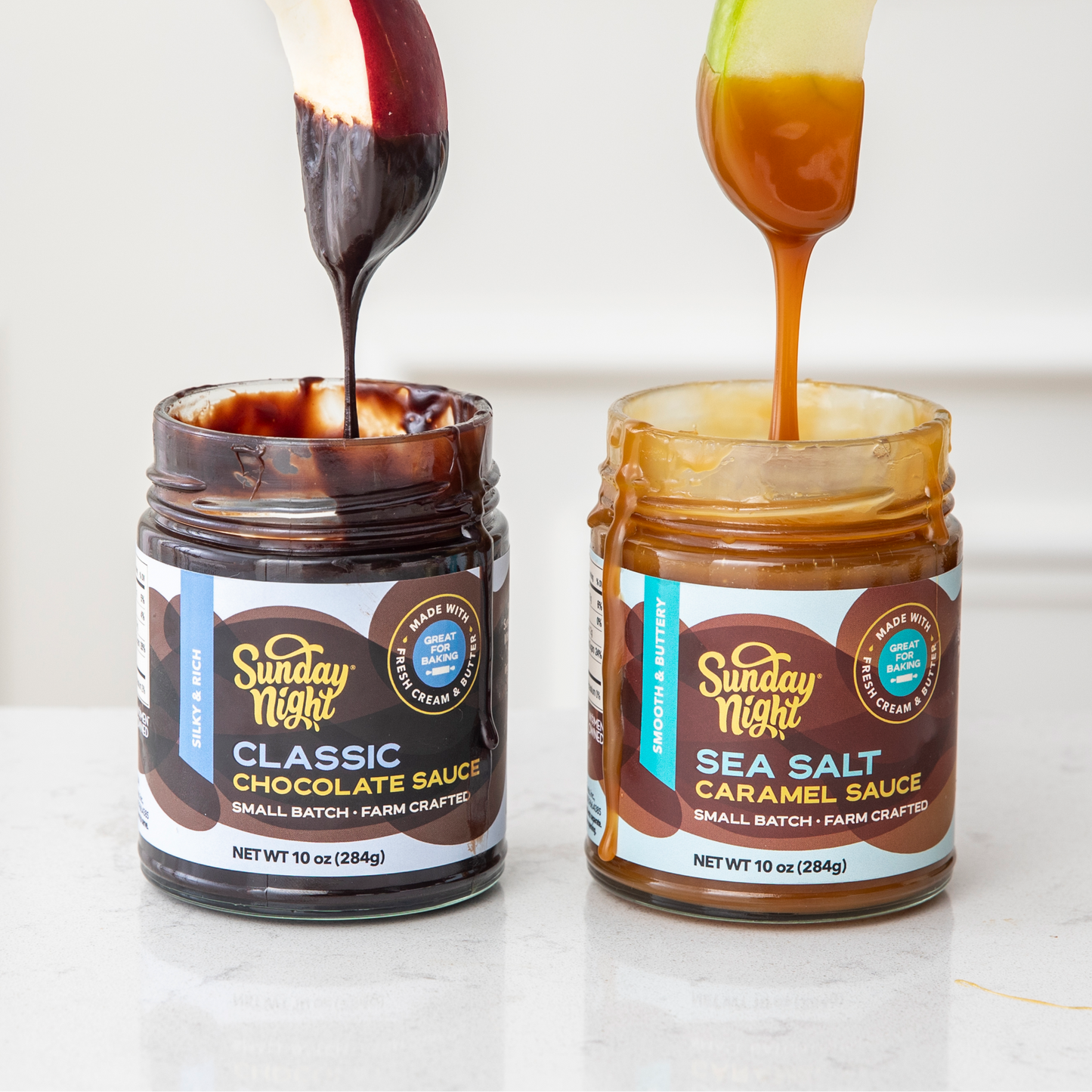 CLASSIC CHOCOLATE AND SEA SALT CARAMEL SAUCE DUO GIFT SET