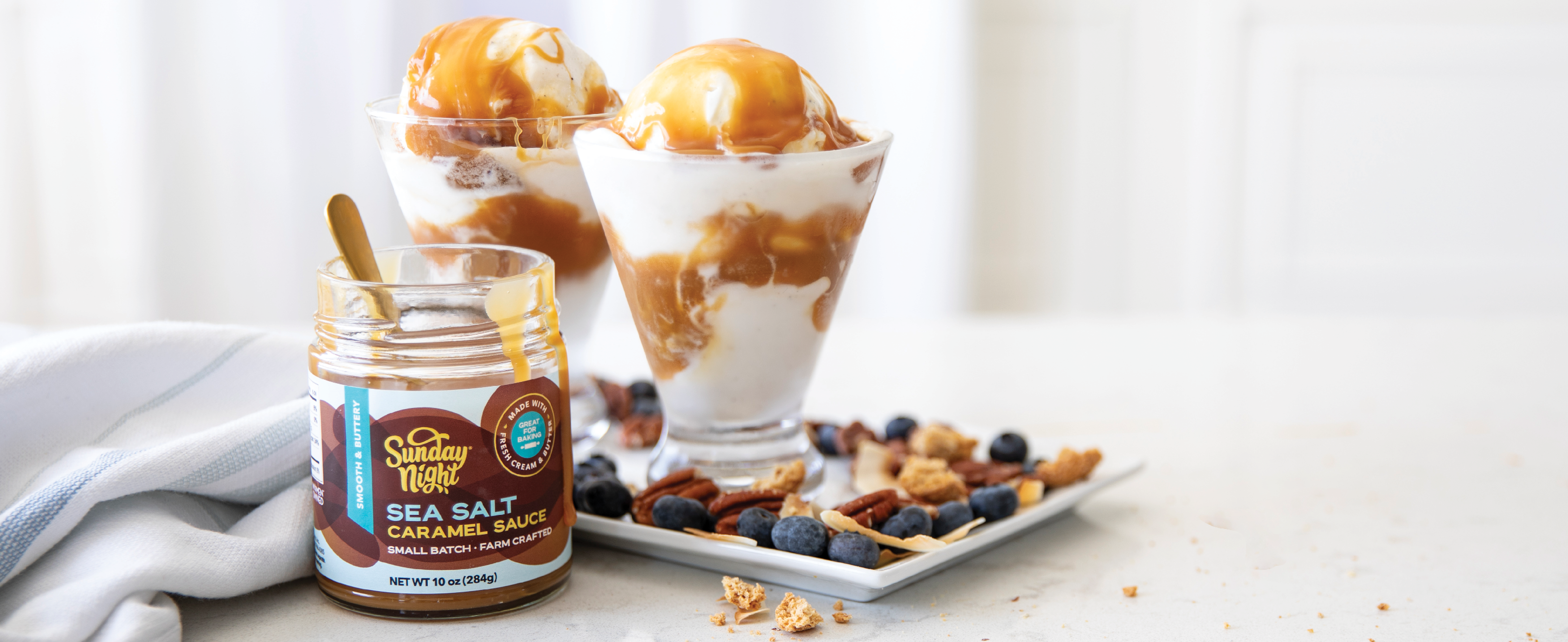 Sea Salt Caramel Sauce has arrived ... and it's luscious! The newest addition to the Sunday Night Sauce lineup–velvety, rich caramel like you've never tasted.